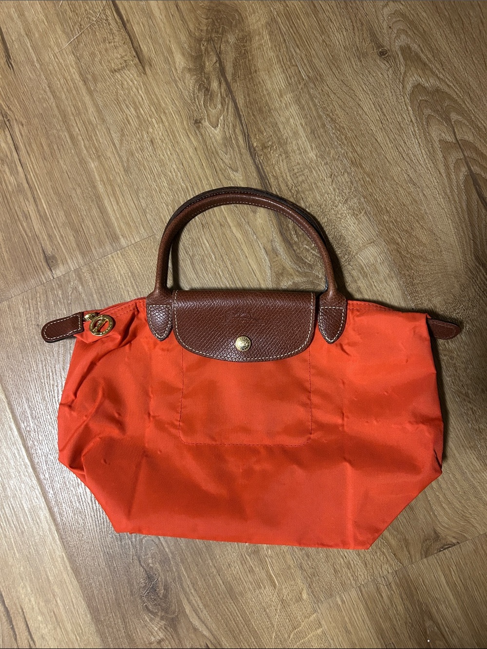 Longchamp Red Handbag Le Pliage Original Top Handle Bag